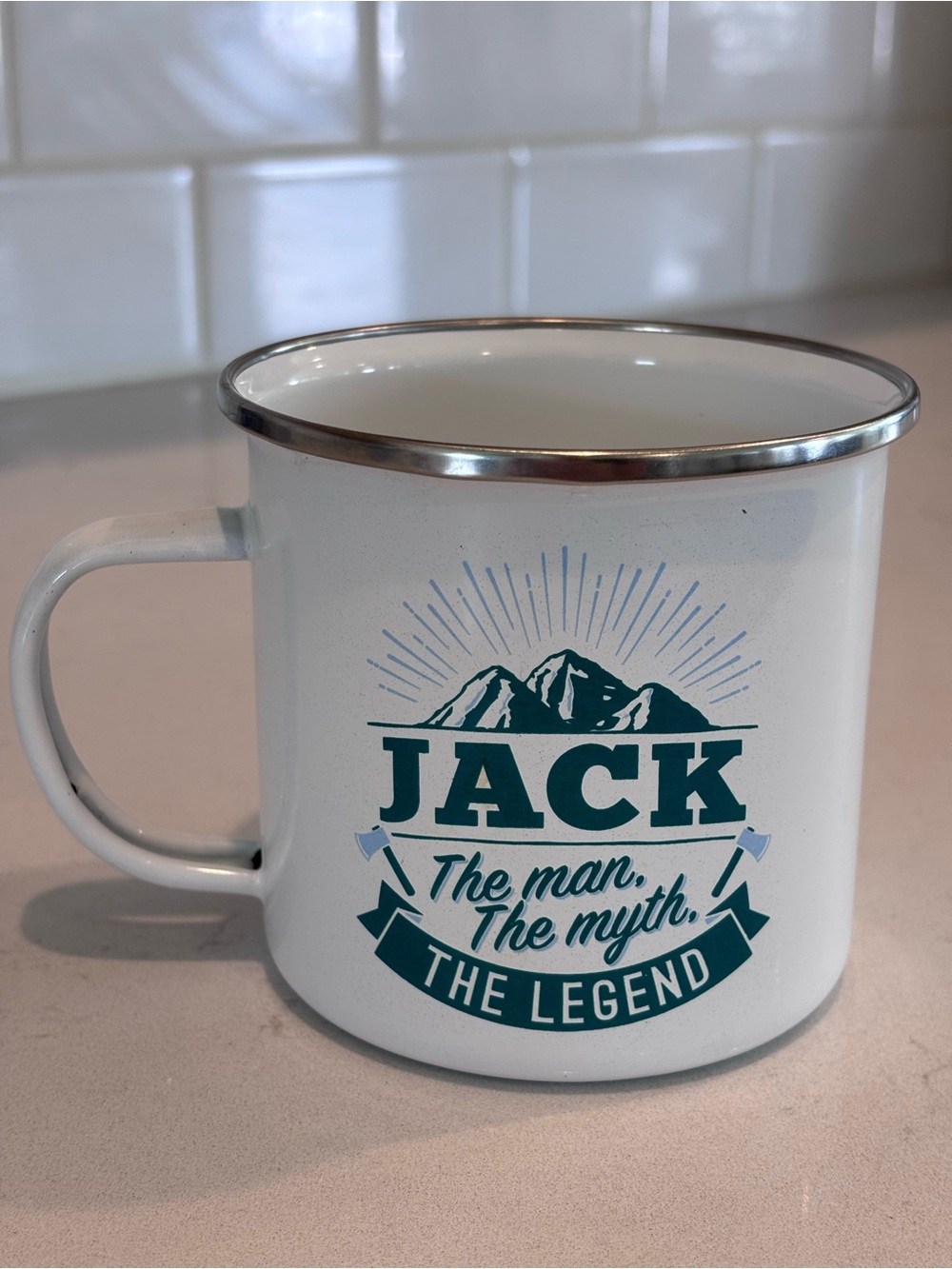 Jack The Man The Myth The Legend White Metal/Enamel Camping Mug